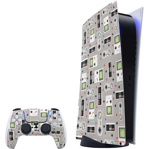 Retro Nintendo Gaming Pattern PlayStation PS5 Skins